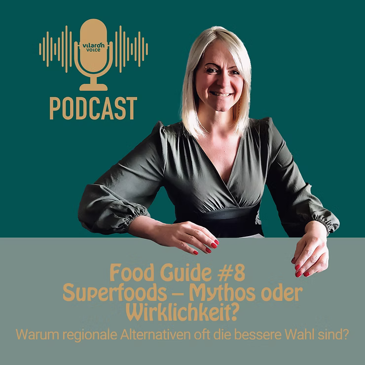 Grafik mit dem Titel „Superfoods, Mythos oder Wirklichkeit" zum Blogbeitrag von Mandy Hindenburg über heimische Alternativen zu exotischen Superfoods